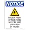Signmission OSHA Notice, 7" Height, Area In Front Of This Sign With Symbol, 7" X 5", Portrait OS-NS-D-57-V-10172 - alternate 1